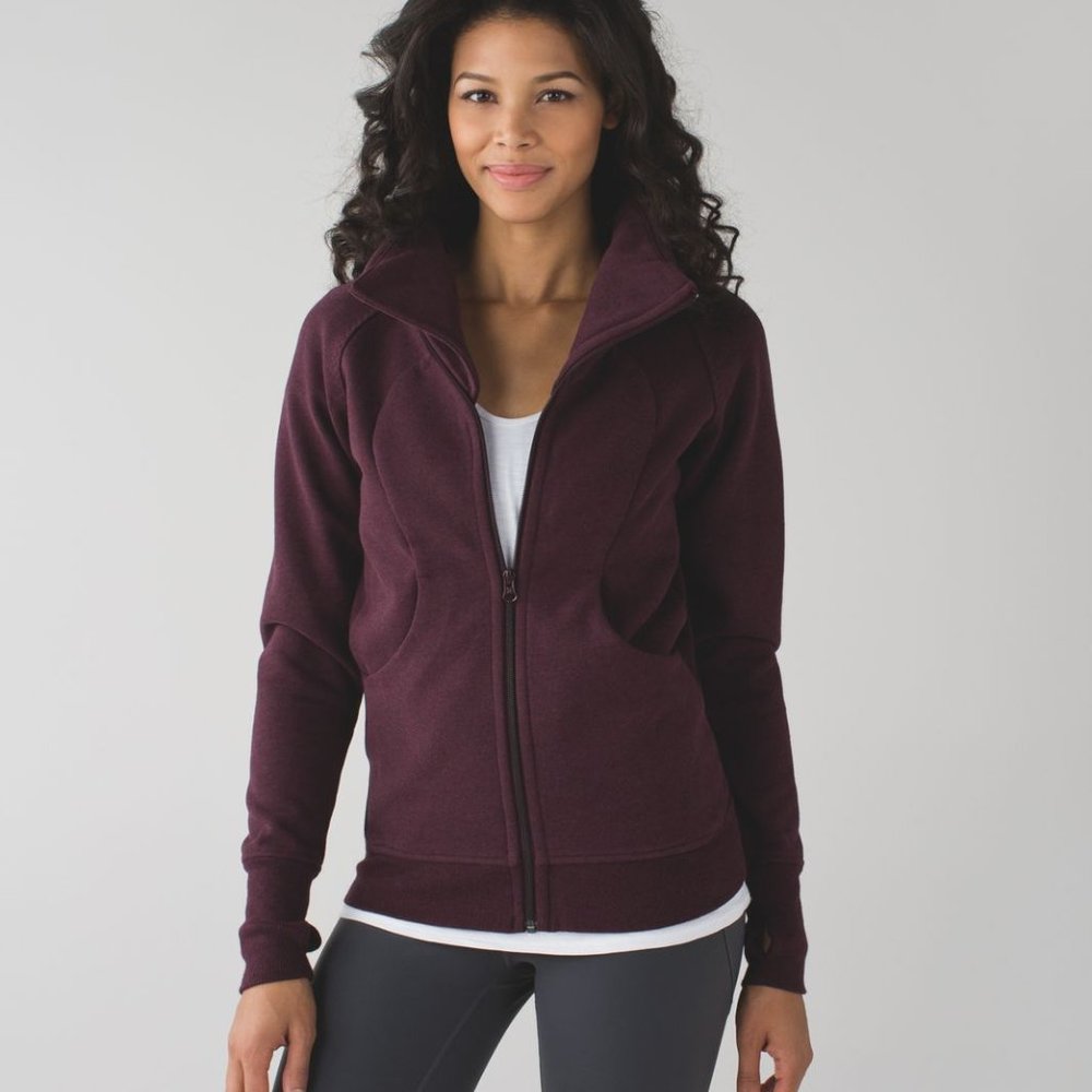 Lululemon High Collar Cozy Cuddle Up Jacket Heathered Bordeaux Drama 6 - Picture 1 of 8